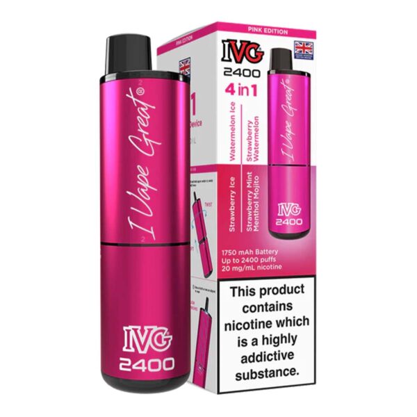 Pink Edition Flavour IVG 2400 Vape Pod Kit UK Compliant - Bulk 5 Pack