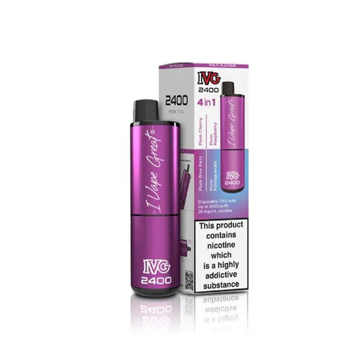 Plum Edition Flavour IVG 2400 Vape Pod Kit UK Compliant - Bulk 5 Pack