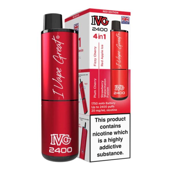 Red Edition Flavour IVG 2400 Vape Pod Kit UK Compliant - Bulk 5 Pack
