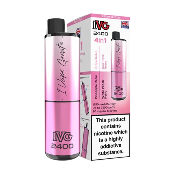 Retro Edition Flavour IVG 2400 Vape Pod Kit UK Compliant - Bulk 5 Pack
