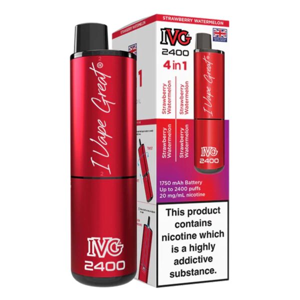 Strawberry Watermelon Edition Flavour IVG 2400 Vape Pod Kit UK Compliant - Bulk 5 Pack
