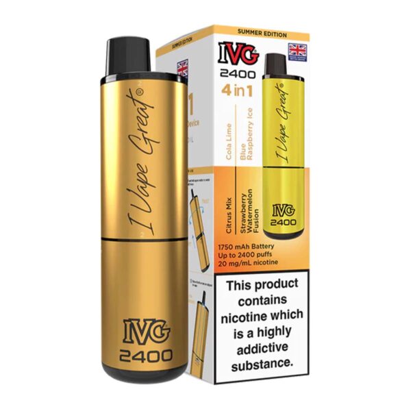 Summer Edition Flavour IVG 2400 Vape Pod Kit UK Compliant - Bulk 5 Pack
