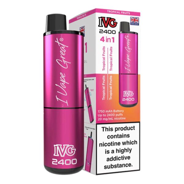 Tropical Fruits Edition Flavour IVG 2400 Vape Pod Kit UK Compliant - Bulk 5 Pack