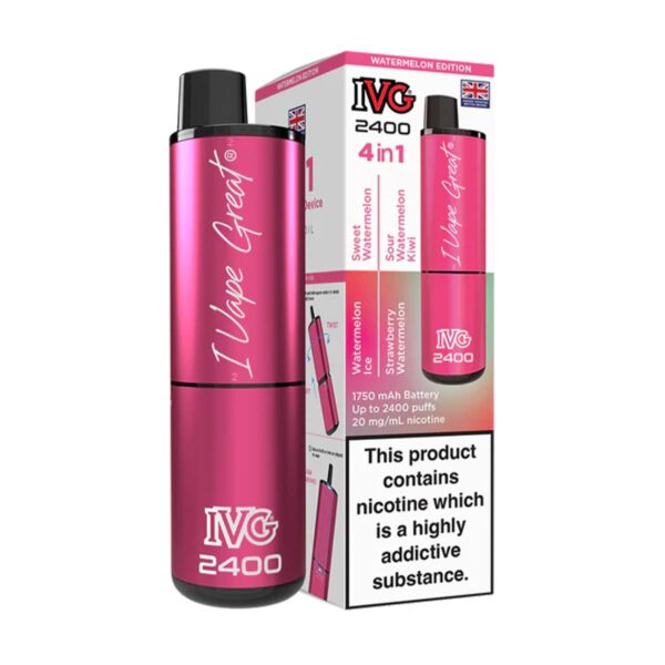 Watermelon Edition Flavour IVG 2400 Vape Pod Kit UK Compliant - Bulk 5 Pack