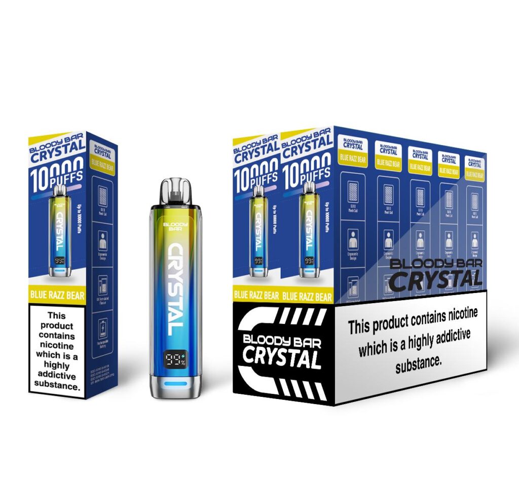Blue Razz Bear Bloody Bar Crystal 10K Vape Pod Kit UK Compliant