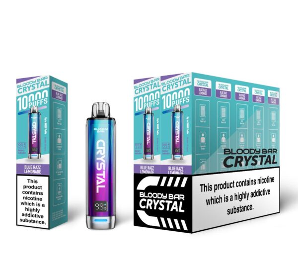 Blue Razz Lemonade Bloody Bar Crystal 10K Vape Pod Kit UK Compliant