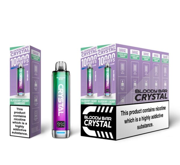 Blueberry Cherry Cranberry Bloody Bar Crystal 10K Vape Pod Kit UK Compliant
