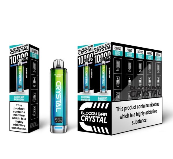 Blueberry Raspberry Bloody Bar Crystal 10K Vape Pod Kit UK Compliant