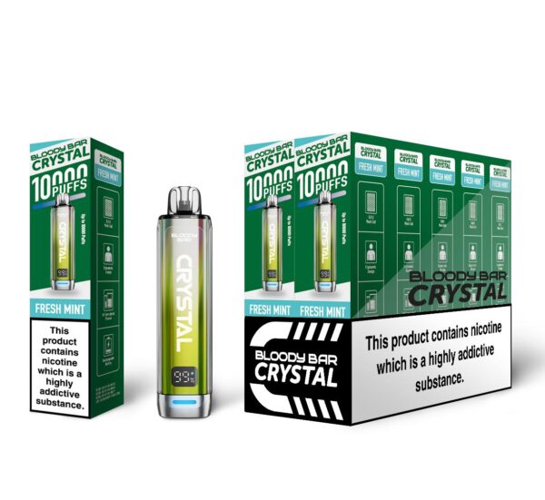 Fresh Mint Bloody Bar Crystal 10K Vape Pod Kit UK Compliant