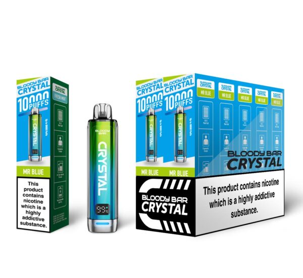 Mr Blue Bloody Bar Crystal 10K Vape Pod Kit UK Compliant