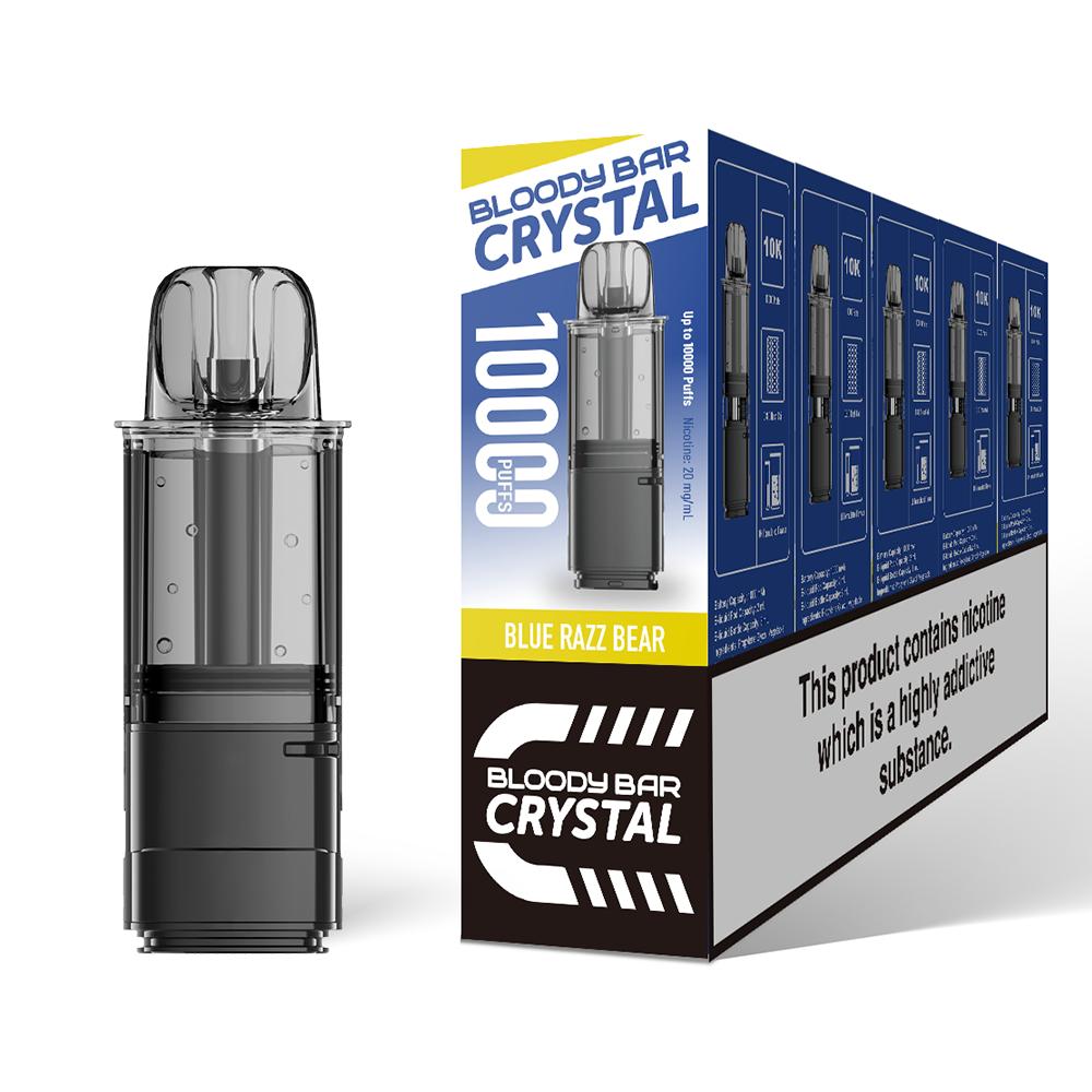 Blue Razz Bear - Bloody Bar Crystal 10K Vape Pod Replacements Prefilled Refills
