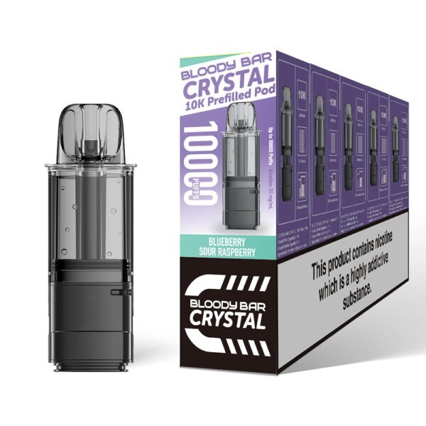 Blueberry Sour Raspberry - Bloody Bar Crystal 10K Vape Pod Replacements Prefilled Refills