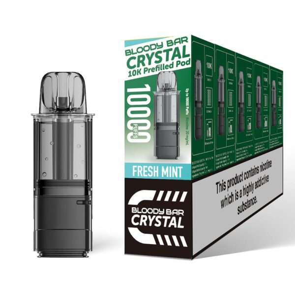 Fresh Mint - Bloody Bar Crystal 10K Vape Pod Replacements Prefilled Refills