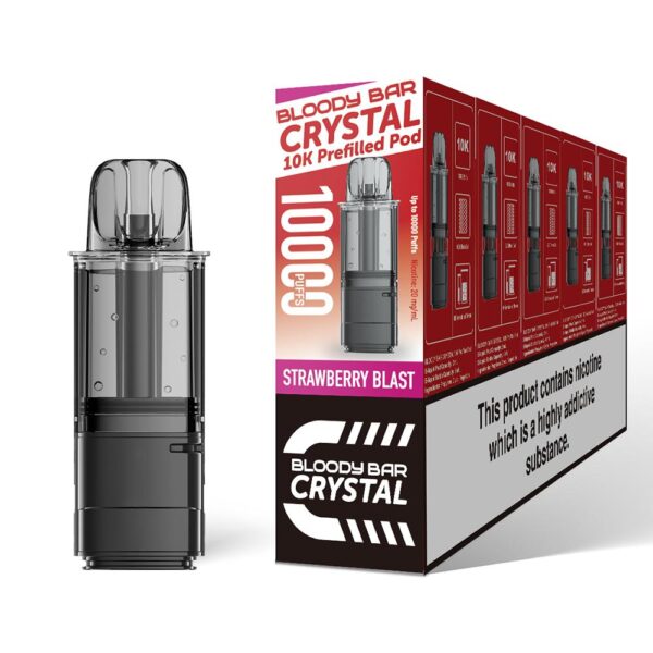 Strawberry Blast - Bloody Bar Crystal 10K Vape Pod Replacements Prefilled Refills