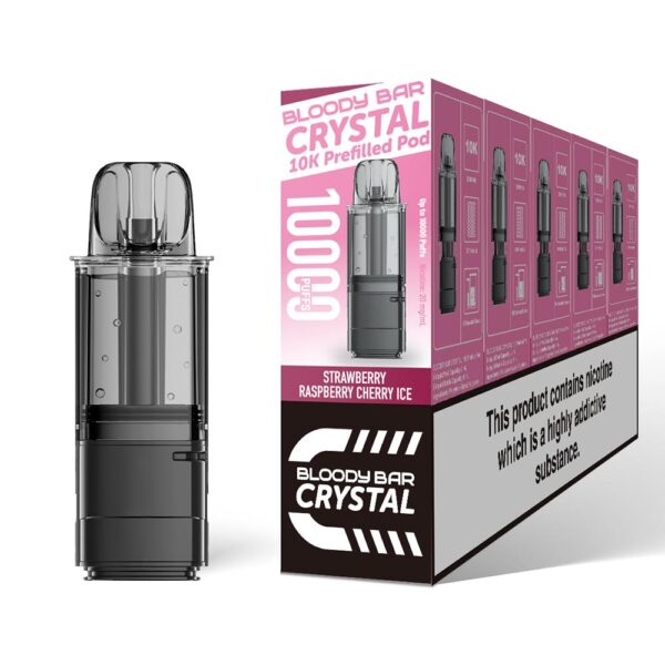 Strawberry Raspberry Cherry Ice - Bloody Bar Crystal 10K Vape Pod Replacements Prefilled Refills