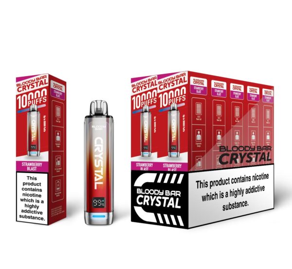 Strawberry Blast Bloody Bar Crystal 10K Vape Pod Kit UK Compliant