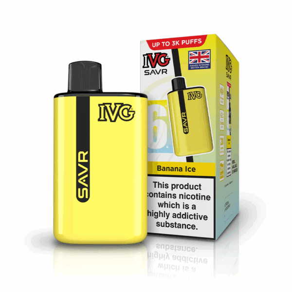 Banana Ice Flavour IVG Savr 3000 Vape Pod Kit UK Compliant - Bulk 5 Pack