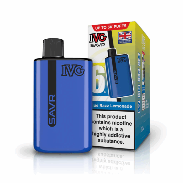 Blue Razz Lemonade Flavour IVG Savr 3000 Vape Pod Kit UK Compliant - Bulk 5 Pack