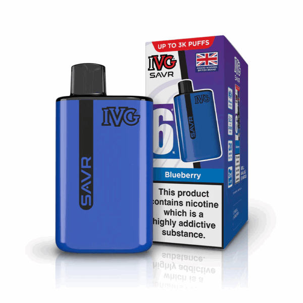 Blueberry Flavour IVG Savr 3000 Vape Pod Kit UK Compliant - Bulk 5 Pack