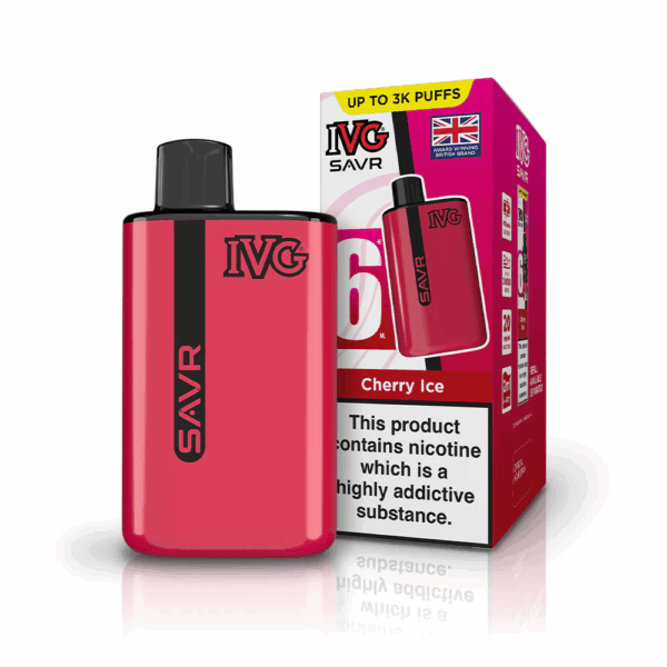 Cherry Ice Flavour IVG Savr 3000 Vape Pod Kit UK Compliant - Bulk 5 Pack
