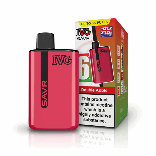 Double Apple Flavour IVG Savr 3000 Vape Pod Kit UK Compliant - Bulk 5 Pack