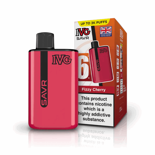 Fizzy Cherry Flavour IVG Savr 3000 Vape Pod Kit UK Compliant - Bulk 5 Pack
