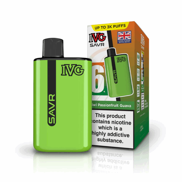 Kiwi Passionfruit Guava Flavour IVG Savr 3000 Vape Pod Kit UK Compliant - Bulk 5 Pack