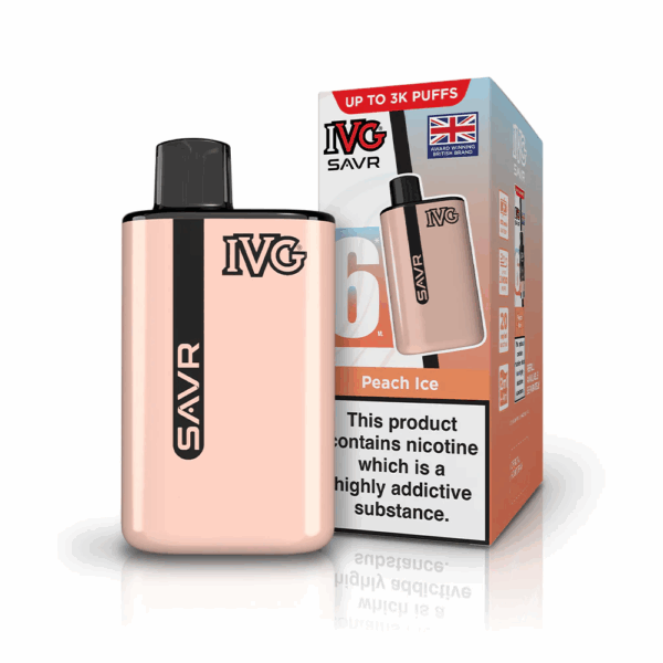Peach Ice Flavour IVG Savr 3000 Vape Pod Kit UK Compliant - Bulk 5 Pack