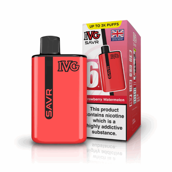 Strawberry Watermelon Flavour IVG Savr 3000 Vape Pod Kit UK Compliant - Bulk 5 Pack
