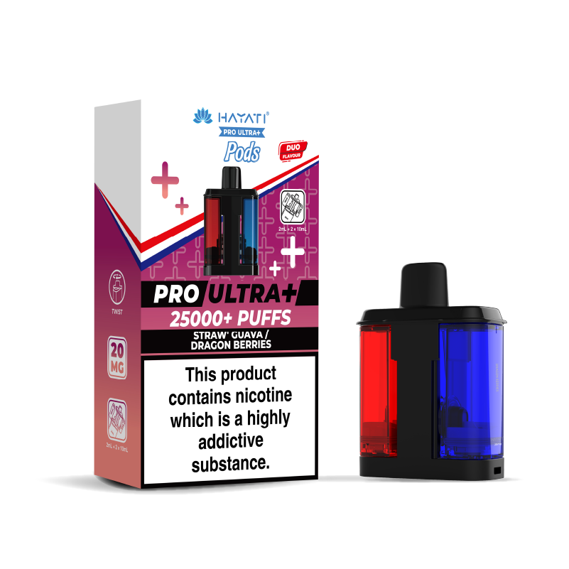 Hayati Pro Ultra 25K Refill Pod Replacements Straw Guava and Dragon Berries