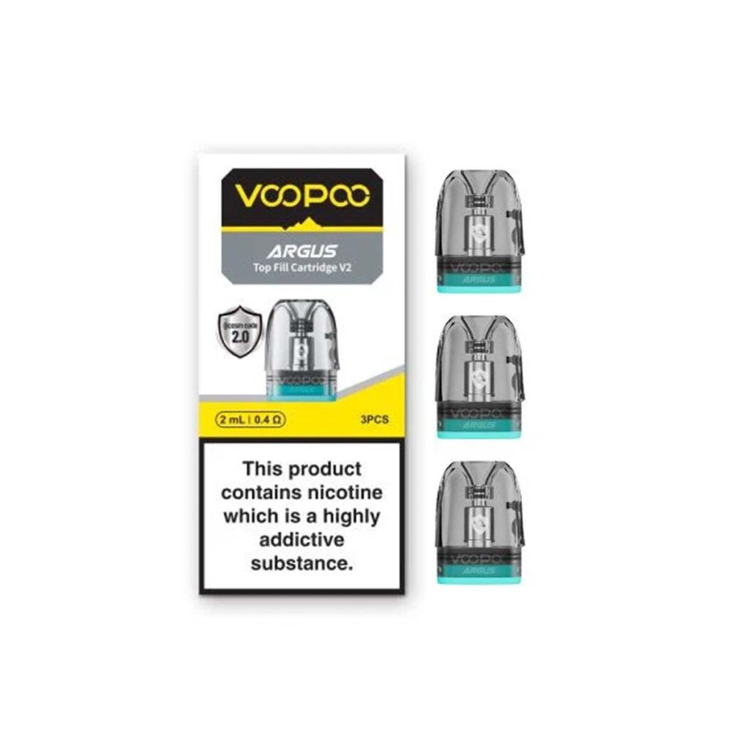 voopoo argus v2 top fill replacement pods 3-pack 2ml 0.4ohm
